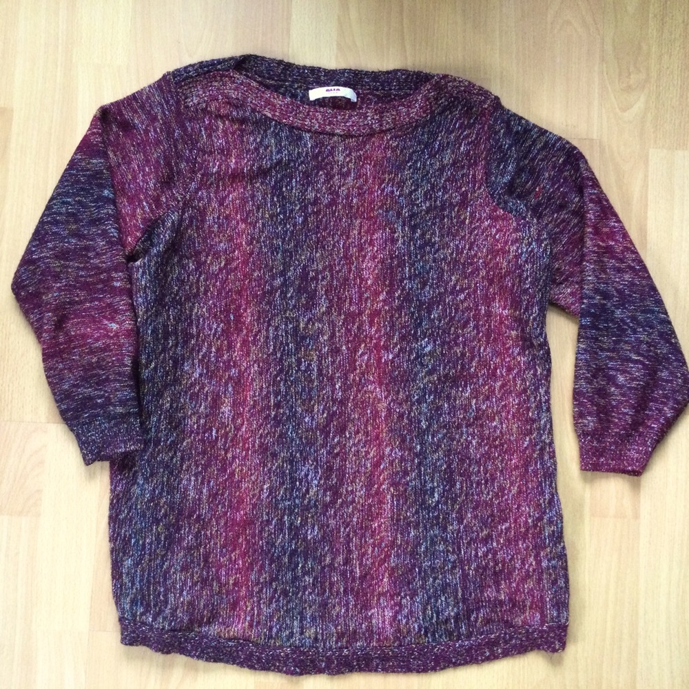 Alia Plus XL Cozy Knit Boatneck Sweater Maroon 3/4 Sleeves